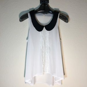 Frenchi sheer ivory top lace trim top size L